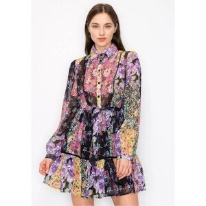 Zara Patchwork Print Mini Dress Sz S